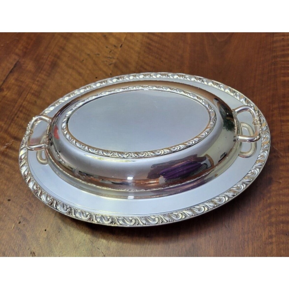 Oneida Ltd. Briarcliff Silver Plate Oval Serving Dish with Lid Vintage